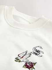 Ecru White Cotton Rich Crew Graphic Print Sweatshirt - Image 8 of 9
