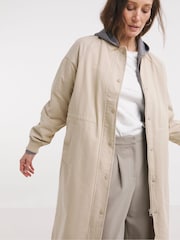 JD Williams Natural Longline Bomber Jacket - Image 1 of 4