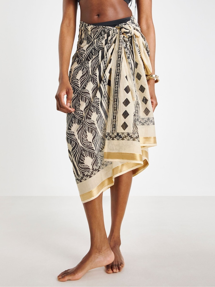JD Williams Natural Boarder Print Sarong - Image 1 of 4