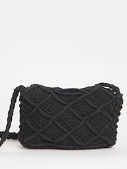 JD Williams Black Macrame Cross-Body Bag - Image 2 of 4