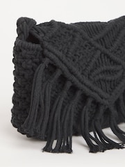 JD Williams Black Macrame Cross-Body Bag - Image 4 of 4