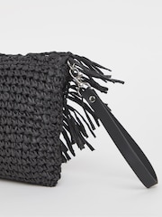 JD Williams Black Fringe Raffia Clutch Bag - Image 3 of 4