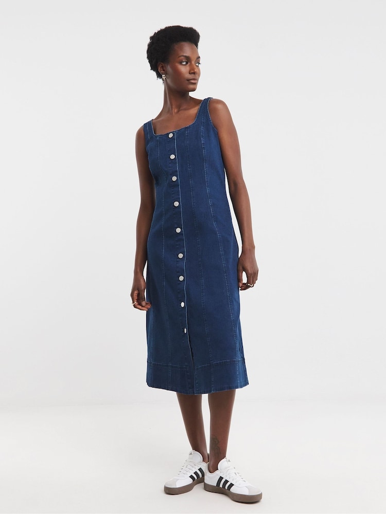 apron button-front denim dress Gap Apron Button-Front Denim Dress Size S