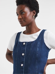 JD Williams Blue Button Front Denim Apron Dress - Image 4 of 4