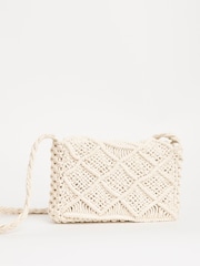 JD Williams White Macrame Cross-Body Bag - Image 2 of 4