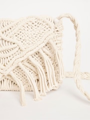 JD Williams White Macrame Cross-Body Bag - Image 3 of 4