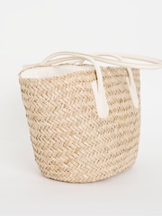 JD Williams Natural Raffia Basket Bag With Leopard Bow Detail - Image 3 of 5