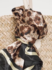 JD Williams Natural Raffia Basket Bag With Leopard Bow Detail - Image 4 of 5