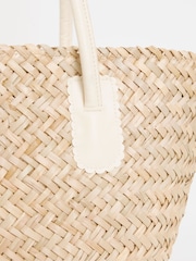JD Williams Natural Raffia Basket Bag With Leopard Bow Detail - Image 5 of 5