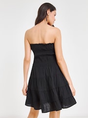 JD Williams Black 100% Cotton Beach To Beach Broderie Mini Beach Dress - Image 2 of 4