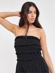 JD Williams Black 100% Cotton Beach To Beach Broderie Mini Beach Dress - Image 3 of 4