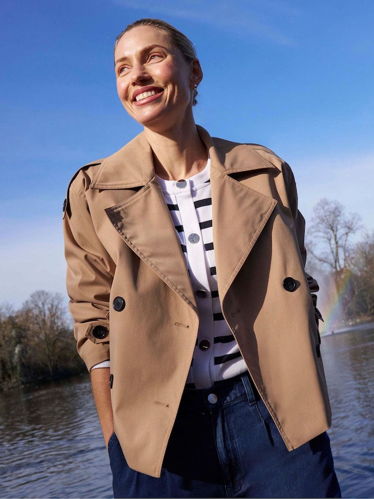 JD Williams Natural Cropped Trench Coat - Image 1 of 6