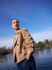 JD Williams Natural Cropped Trench Coat - Image 2 of 6
