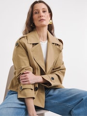 JD Williams Natural Cropped Trench Coat - Image 3 of 6