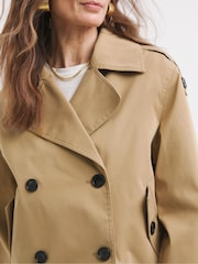JD Williams Natural Cropped Trench Coat - Image 5 of 6