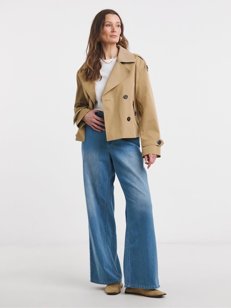 JD Williams Natural Cropped Trench Coat - Image 6 of 6