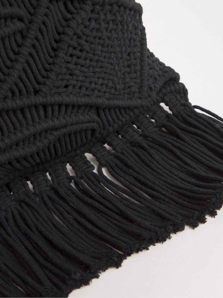 JD Williams Black Macrame Tote Bag - Image 2 of 5