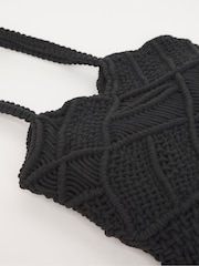 JD Williams Black Macrame Tote Bag - Image 3 of 5