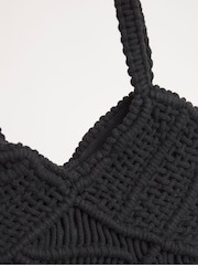 JD Williams Black Macrame Tote Bag - Image 4 of 5