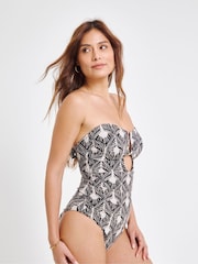 JD Williams Black Trim Bandeau Swimsuit - Image 1 of 4