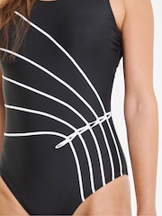 JD Williams Black Beach To Beach Sports Mono Piping Swimsuit - Image 3 of 4