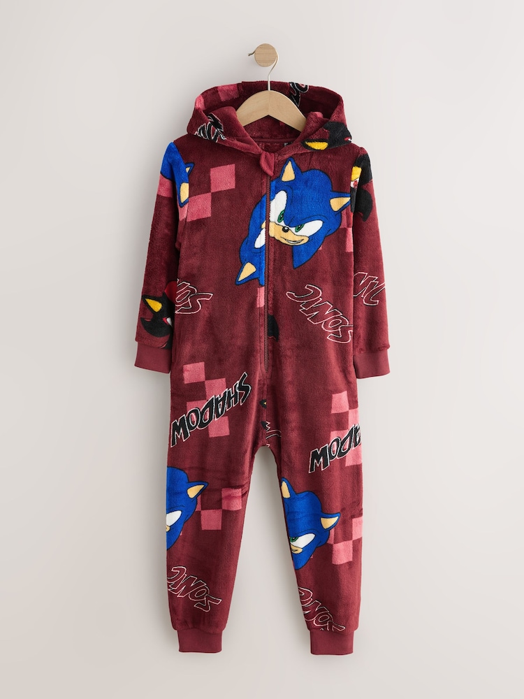 Dark Red Sonic Fleece License All-In-One (3-16yrs) - Image 1 of 4