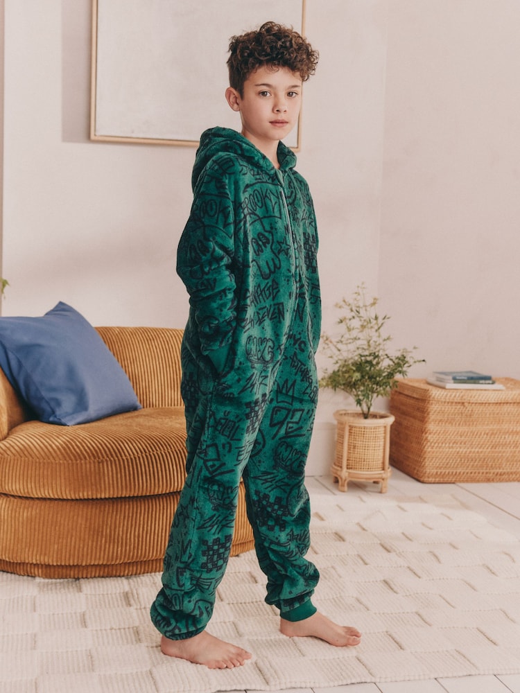 Green Skull Fleece All-In-One (3-16yrs) - Image 2 of 8 Green Skull Fleece All-In-One (3-16yrs) - Image 2 of 8