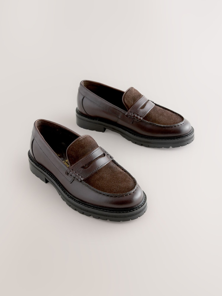 Chocolate Brown Leather Smart Loafers - Image 1 of 5