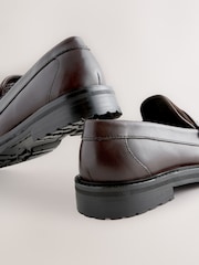 Chocolate Brown Leather Smart Loafers - Image 4 of 5