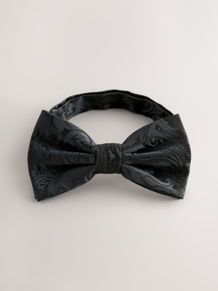 Black Floral Print Jacquard Bow Tie And Braces Set - Image 3 of 3
