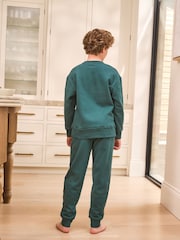 Teal Blue Single Cosy Fleece Pyjamas (3-16yrs) - Image 3 of 7