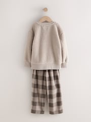 Ecru White Check Single Cosy Fleece Pyjamas (3-16yrs) - Image 2 of 4