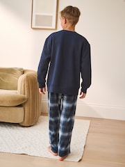 Navy Check Single Cosy Fleece Pyjamas (3-16yrs) - Image 3 of 7