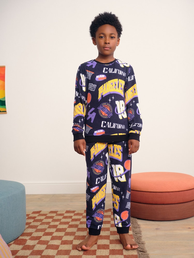 Multi Basketball Single Cosy Fleece Pyjamas (3-16yrs) - Image 1 of 7