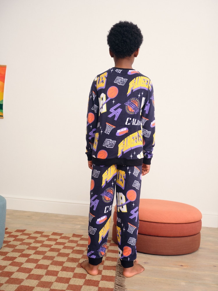 Multi Basketball Single Cosy Fleece Pyjamas (3-16yrs) - Image 2 of 7