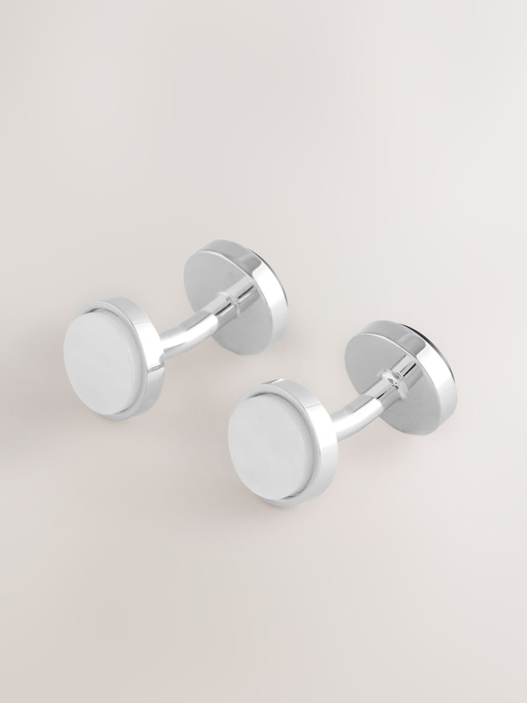 Black/White Reversible Cufflinks - Image 1 of 4