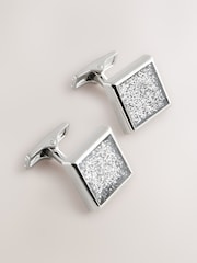 Silver/Black Glitter Cufflinks - Image 3 of 4