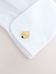 Gold Tone Textured Round Cufflinks - Image 1 of 5