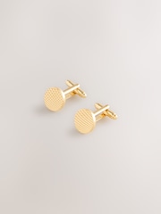 Gold Tone Textured Round Cufflinks - Image 2 of 5