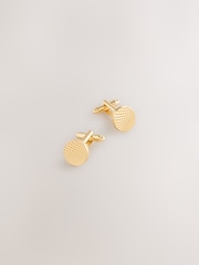 Gold Tone Textured Round Cufflinks - Image 3 of 5