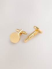 Gold Tone Textured Round Cufflinks - Image 4 of 5