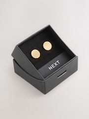 Gold Tone Textured Round Cufflinks - Image 5 of 5