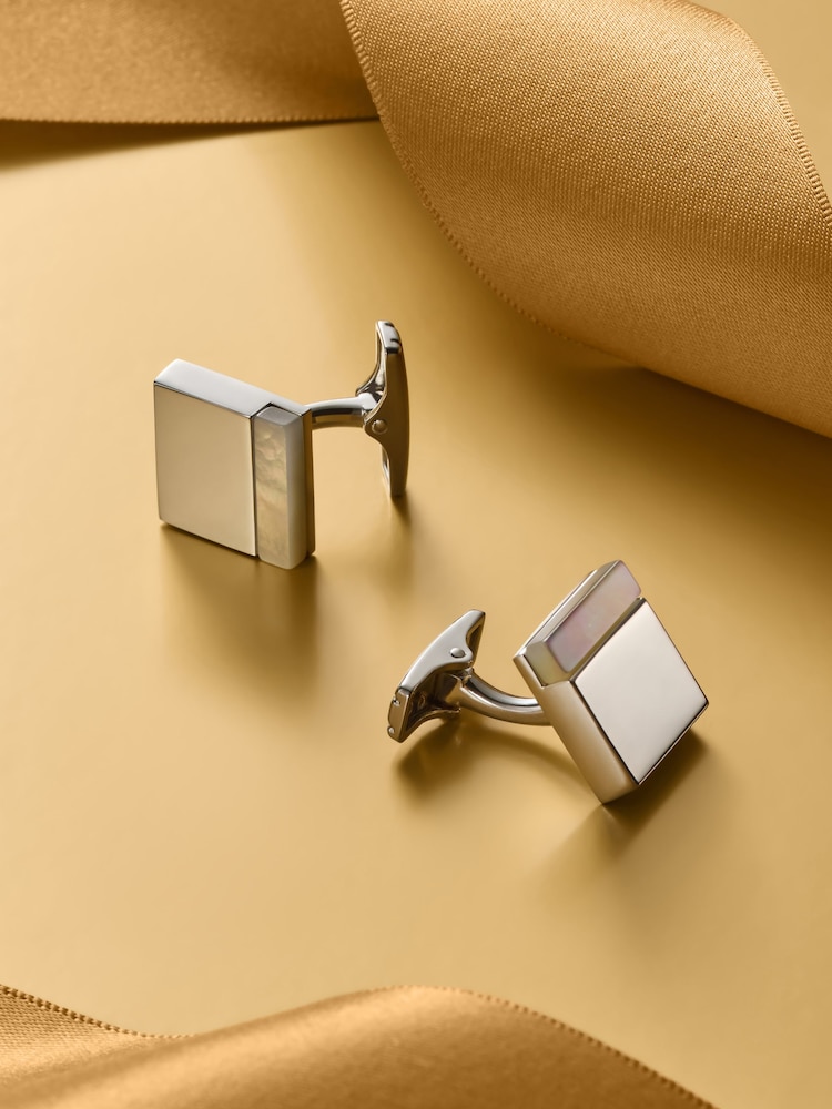 Silver Real Mother Of Pearl Square Cufflinks - Image 1 of 1