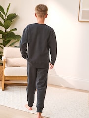 Black Single Cosy Fleece Pyjamas (3-16yrs) - Image 3 of 7