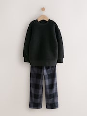 Black Check Bottom Single Cosy Fleece Pyjamas (3-16yrs) - Image 4 of 7