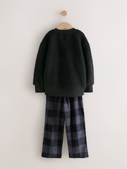 Black Check Bottom Single Cosy Fleece Pyjamas (3-16yrs) - Image 5 of 7