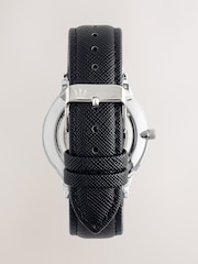 Black/White Classic Watch With Saffiano Textured Strap - Image 4 of 5