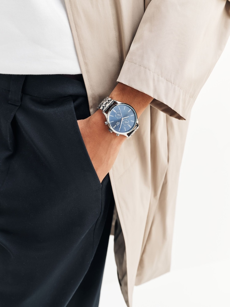 Silver/Dark Blue Bracelet Watch - Image 2 of 5