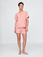 Gap Red Short Sleeve Short Sleeve Poplin Gingham Pyjama Shirt - Image 3 of 4