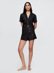 Gap Black Eyelet Poplin Pyjama Boxer Shorts - Image 1 of 3